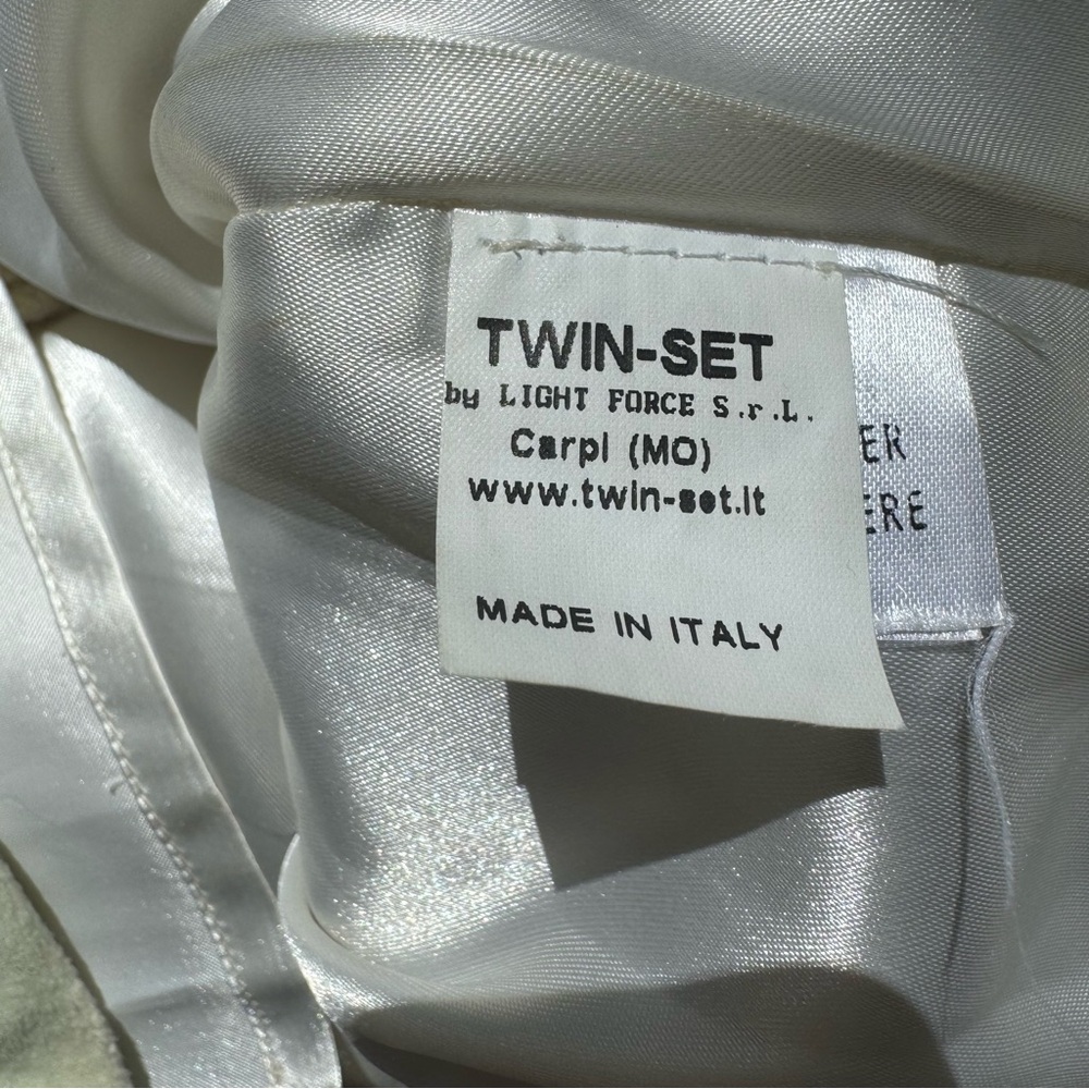 Twinset Milano Embroidered Size Large Cream Floral Skirt 100% Wool - Picture 5 of 16